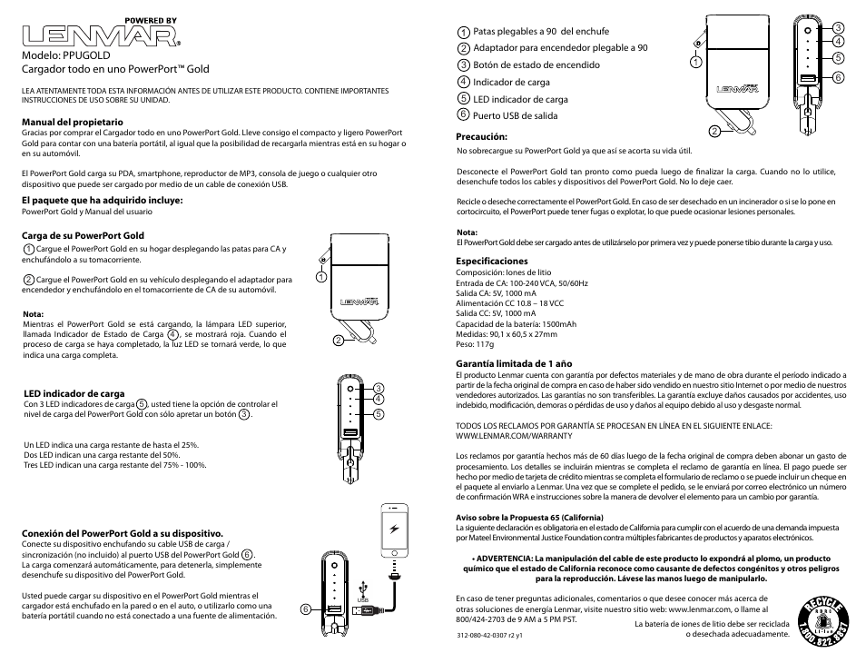 Ppugoldmanual_sp.ai | Lenmar PPUGOLD User Manual | Page 3 / 3
