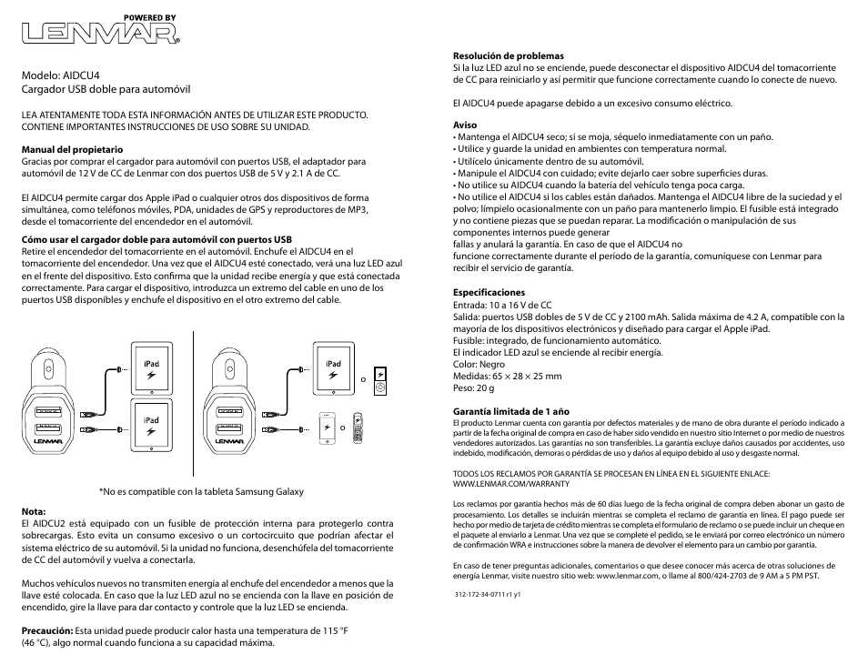 Aidcu4manualspa2.ai | Lenmar AIDCU4 User Manual | Page 3 / 3
