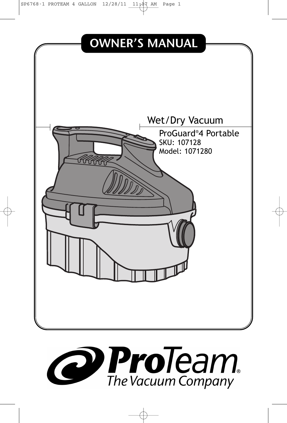 ProTeam ProGuard 4 Portable User Manual | 60 pages