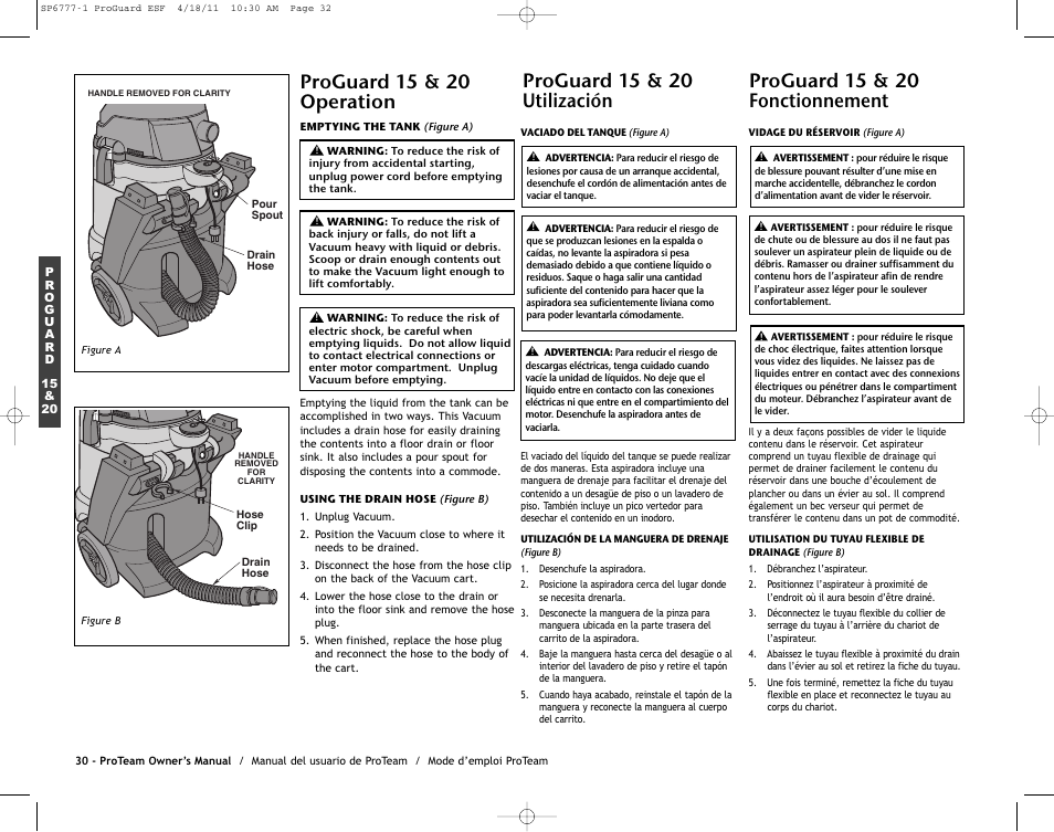 Proguard 15 & 20 operation | ProTeam ProGuard 20 User Manual | Page 32 / 48