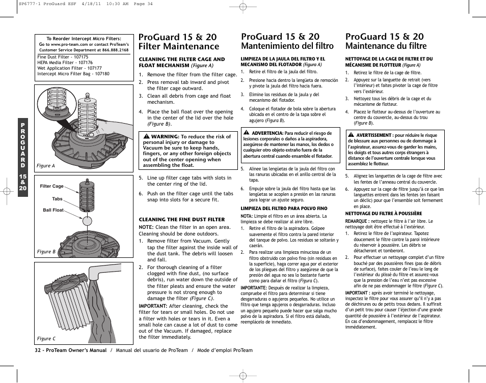 ProTeam ProGuard 20 User Manual | Page 34 / 48