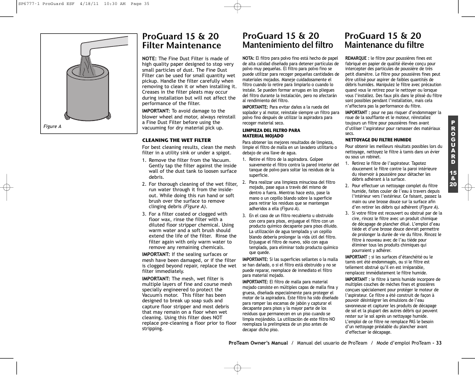 ProTeam ProGuard 20 User Manual | Page 35 / 48