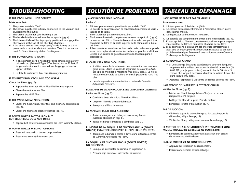 ProTeam ProForce 1200XP HEPA User Manual | Page 11 / 20