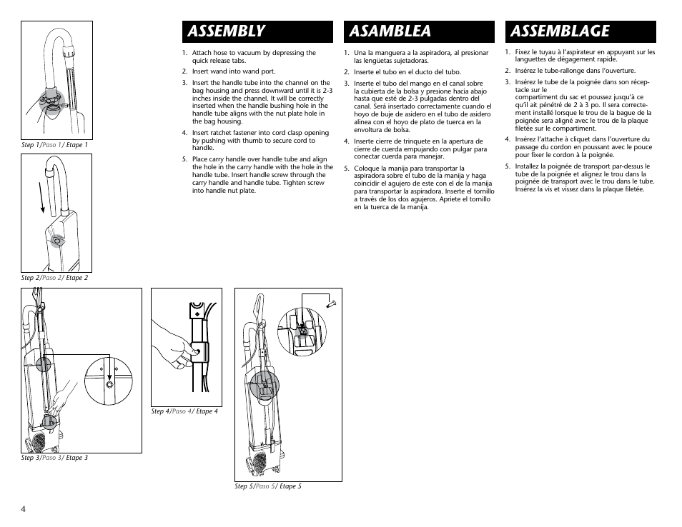 Assembly, Asamblea, Assemblage | ProTeam ProForce 1200XP HEPA User Manual | Page 6 / 20