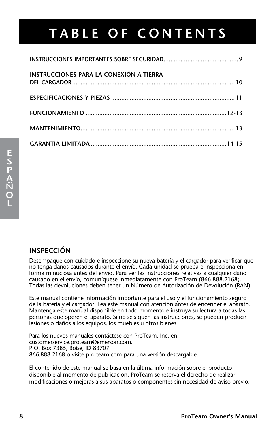 ProTeam GoFree Pro Battery User Manual | Page 10 / 28