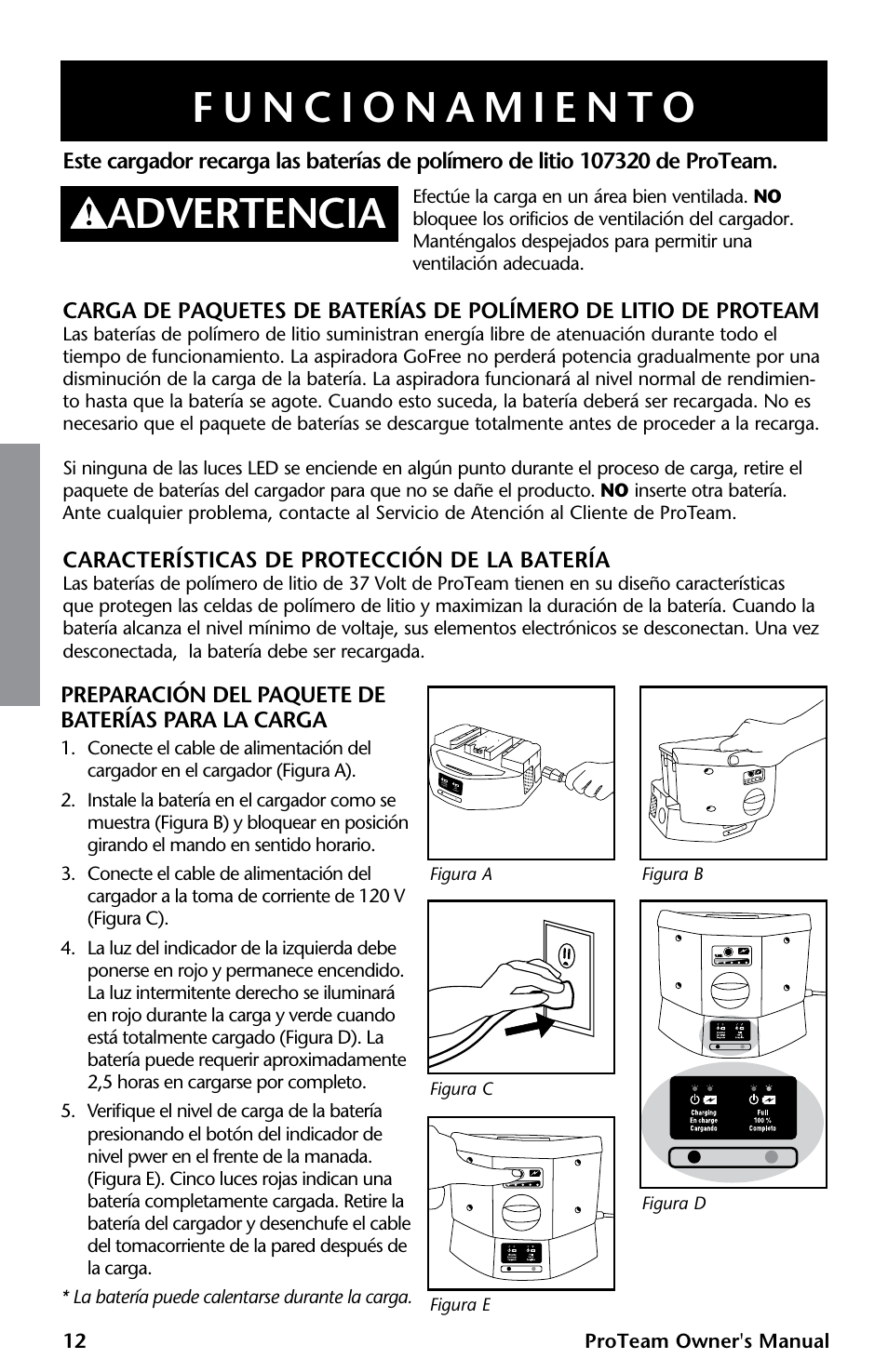 Advertencia | ProTeam GoFree Pro Battery User Manual | Page 14 / 28
