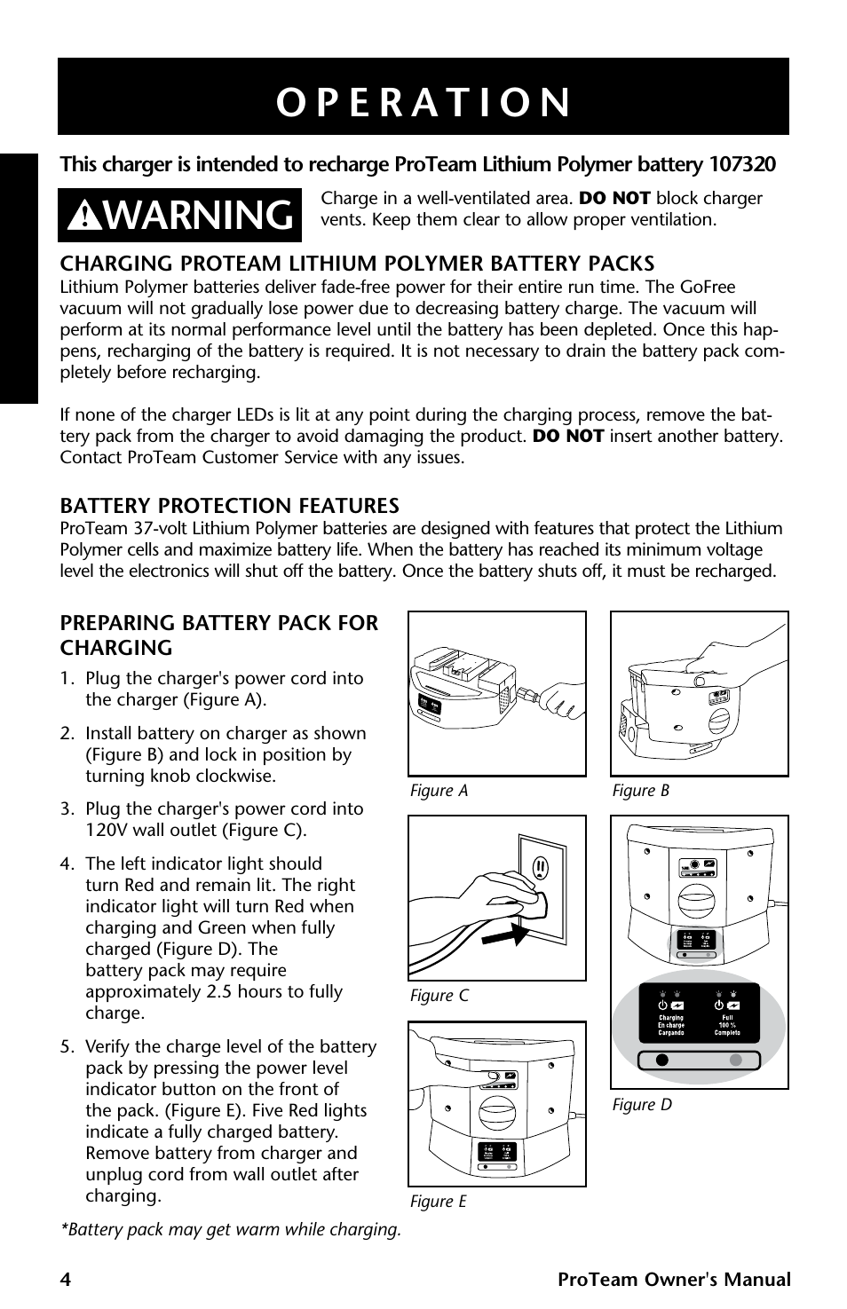 Warning | ProTeam GoFree Pro Battery User Manual | Page 6 / 28