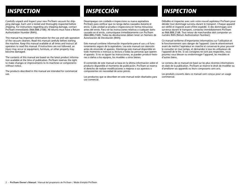 Inspección inspection inspection | ProTeam GoFree Pro User Manual | Page 4 / 13