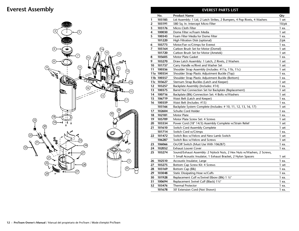 Everest assembly | ProTeam Sierra User Manual | Page 14 / 24