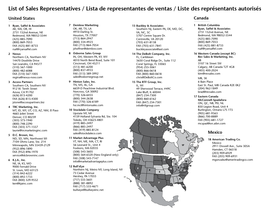 United states, Canada, Mexico | ProTeam Sierra User Manual | Page 23 / 24