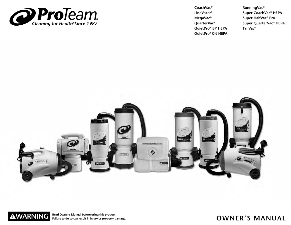 ProTeam TailVac User Manual | 17 pages