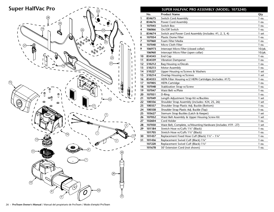 ProTeam Super HalfVac Pro User Manual | 16 pages
