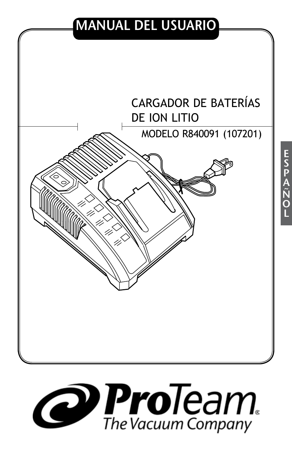 Manual del usuario, Cargador de baterías de ion litio | ProTeam ProGuard LI 3 Battery Charger User Manual | Page 13 / 36