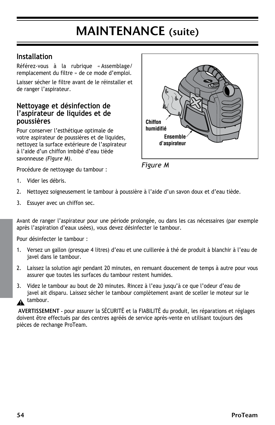 Maintenance, Suite), Installation | ProTeam ProGuard LI 3 Cordless User Manual | Page 54 / 60