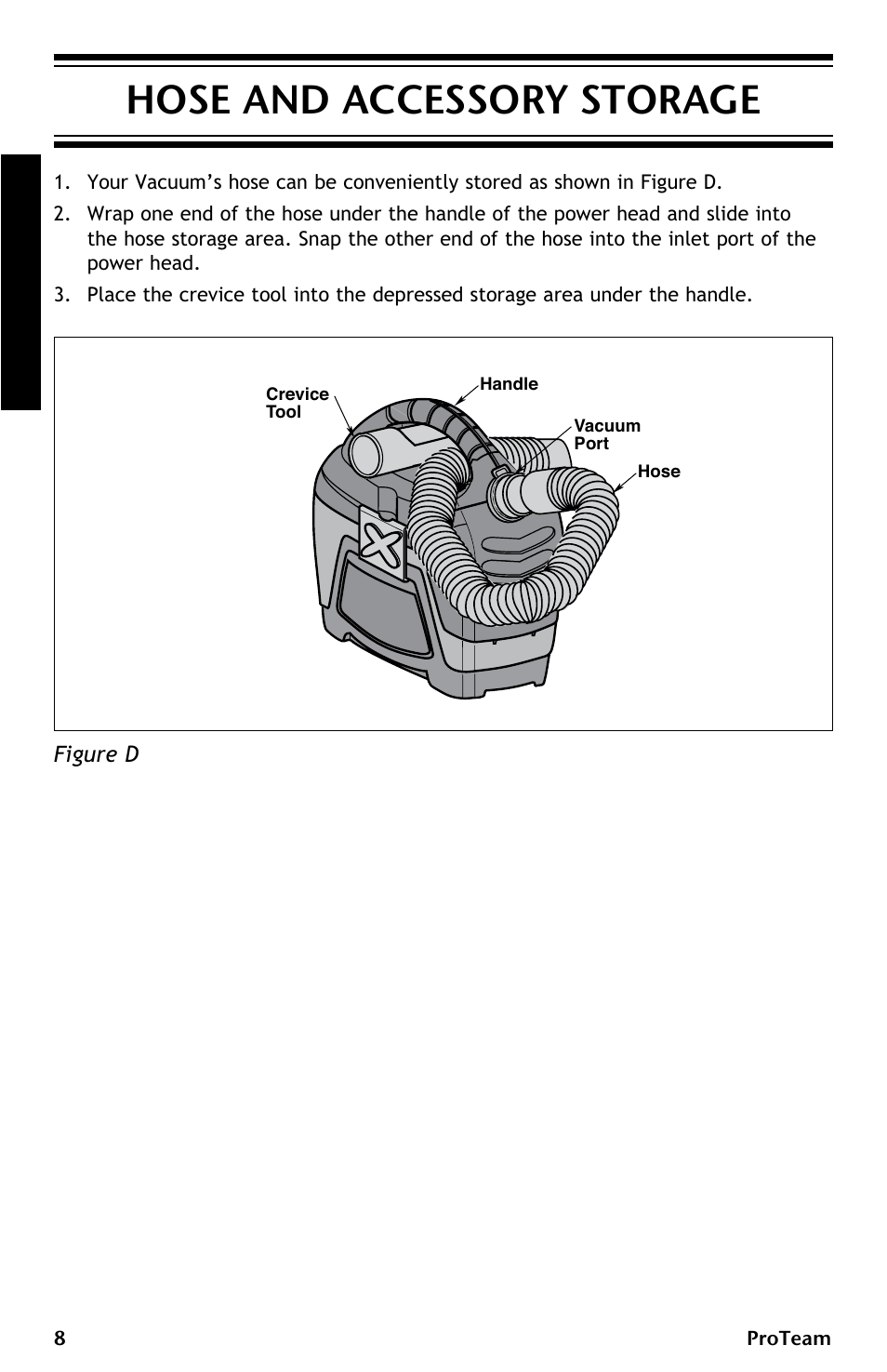 Hose and accessory storage | ProTeam ProGuard LI 3 Cordless User Manual | Page 8 / 60