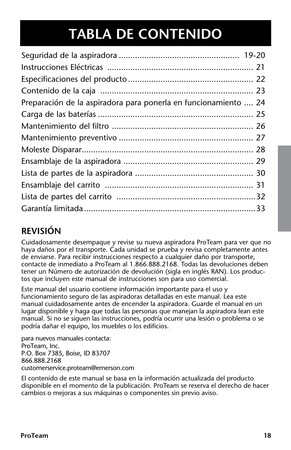 ProTeam GoCartVac User Manual | Page 19 / 35