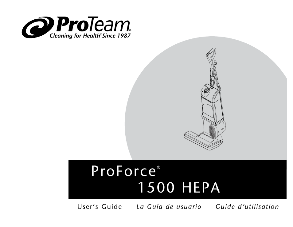 ProTeam ProForce 1500 HEPA User Manual | 20 pages