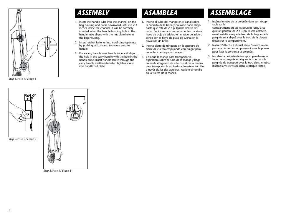 Assembly, Asamblea, Assemblage | ProTeam ProForce 1500 HEPA User Manual | Page 6 / 20