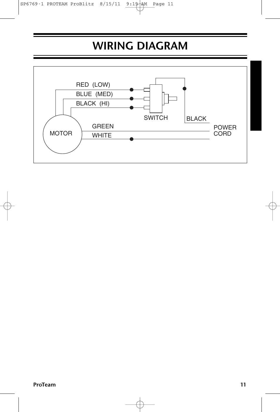 Wiring diagram | ProTeam ProBlitz XP User Manual | Page 11 / 48