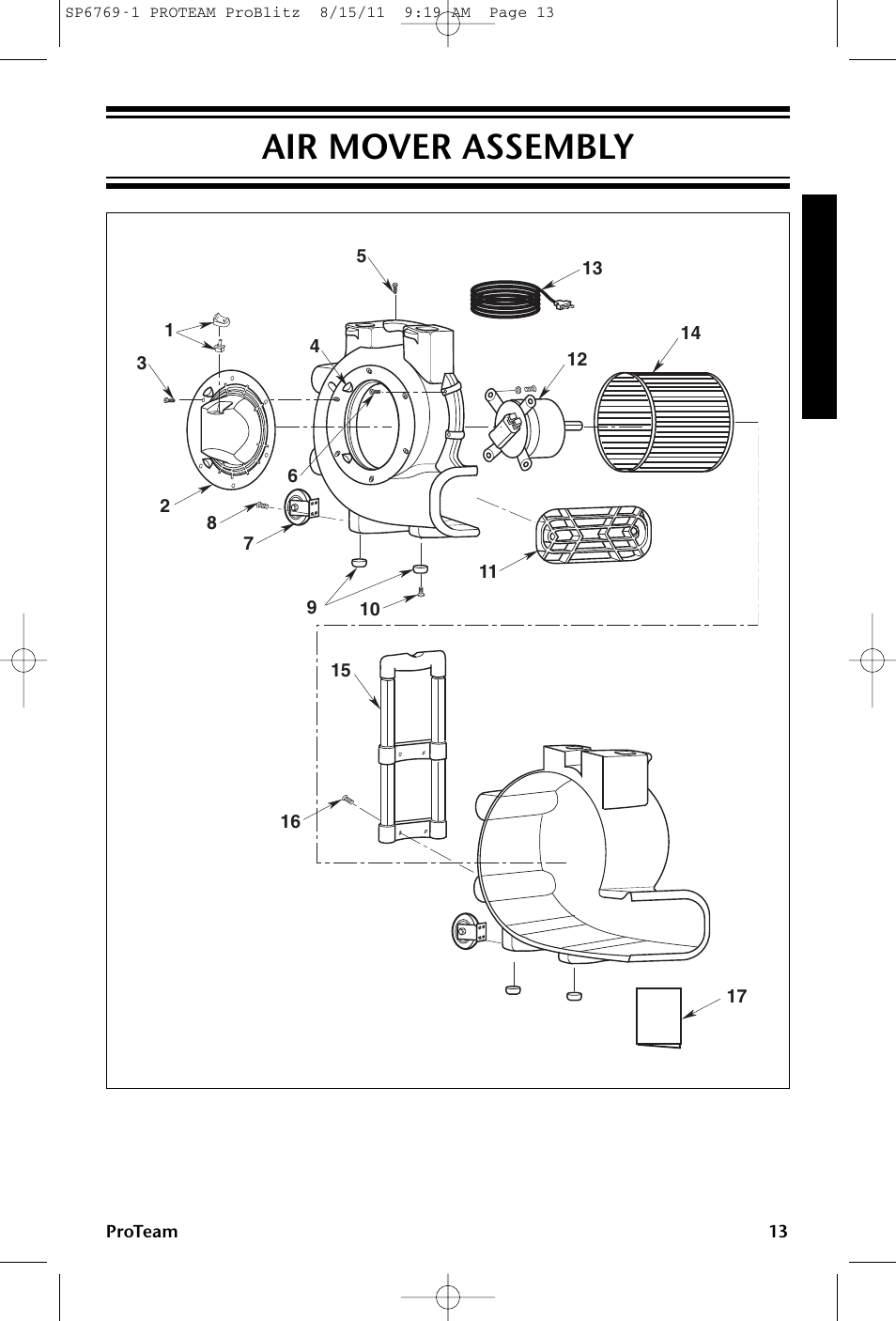 Air mover assembly | ProTeam ProBlitz XP User Manual | Page 13 / 48