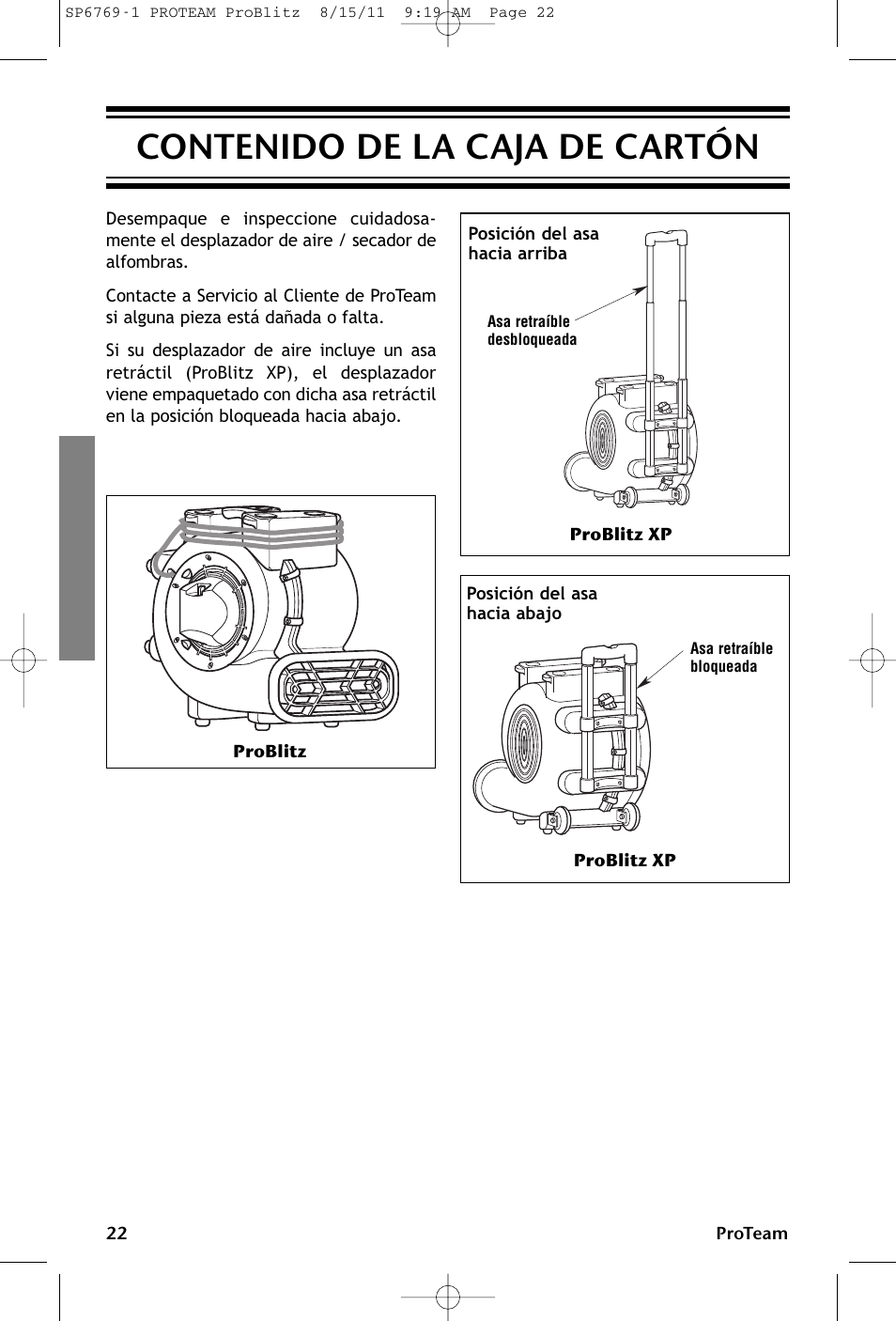 ProTeam ProBlitz XP User Manual | Page 22 / 48