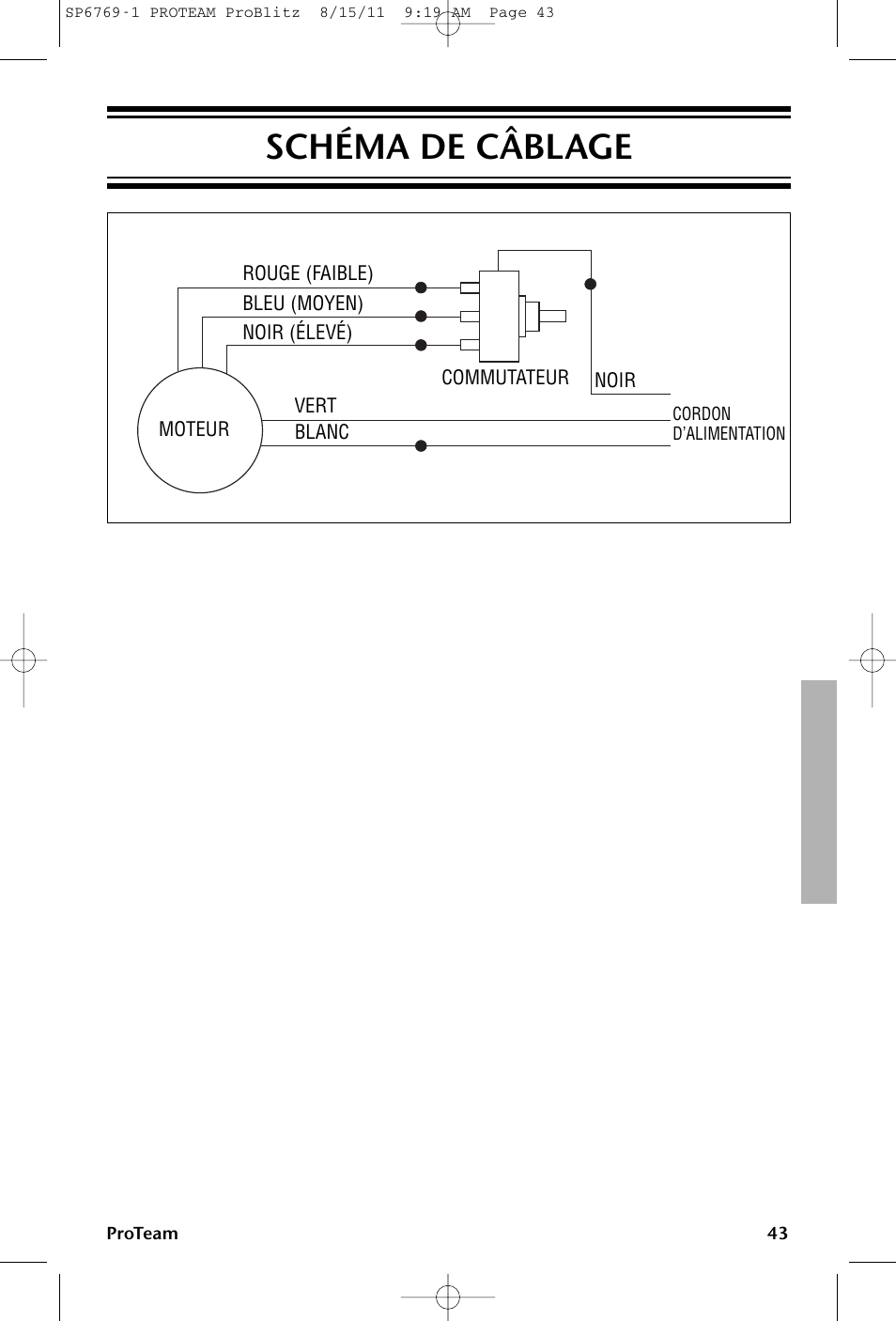 Schéma de câblage | ProTeam ProBlitz XP User Manual | Page 43 / 48