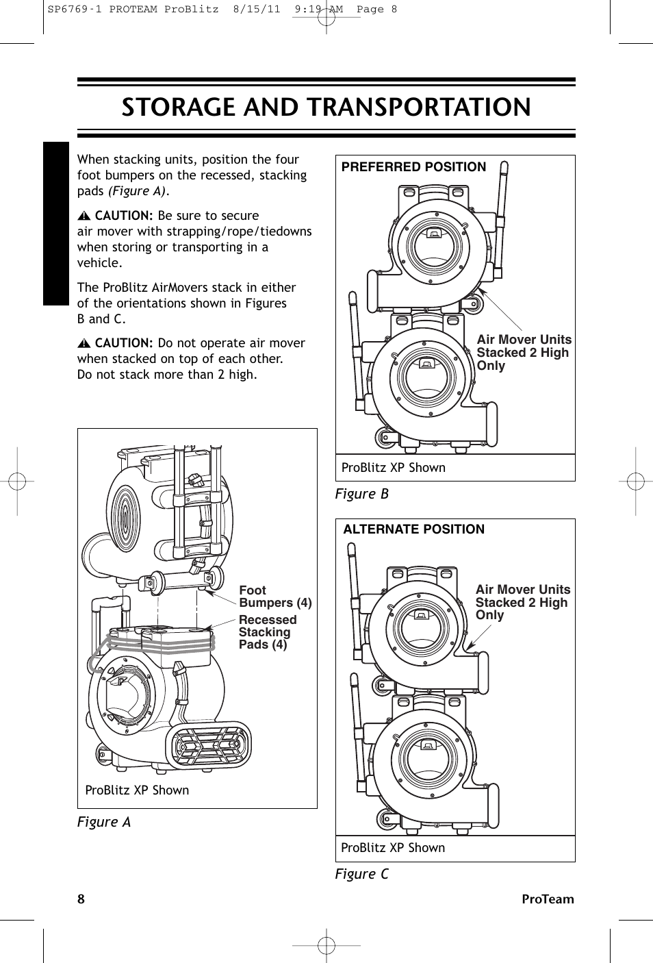 Storage and transportation | ProTeam ProBlitz XP User Manual | Page 8 / 48