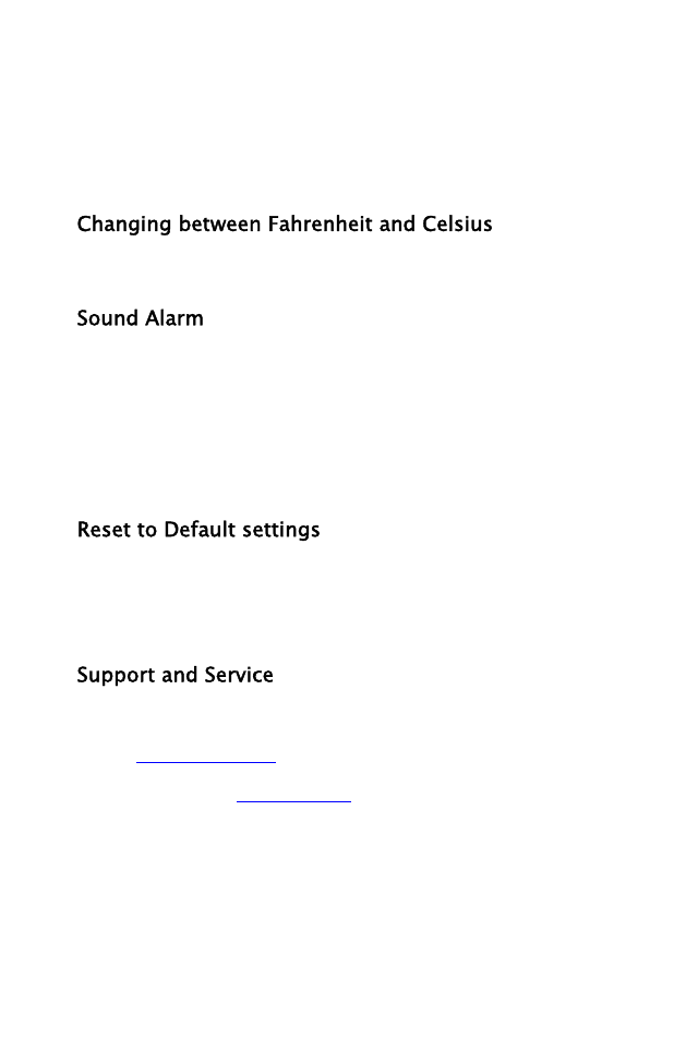 Changing between fahrenheit and celsius, Sound alarm, Reset to default settings | Support and service | NZXT Sentry LX User Manual | Page 7 / 7