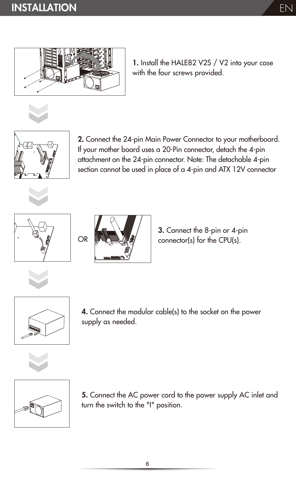 En installation | NZXT HALE82 v2 550W User Manual | Page 10 / 54