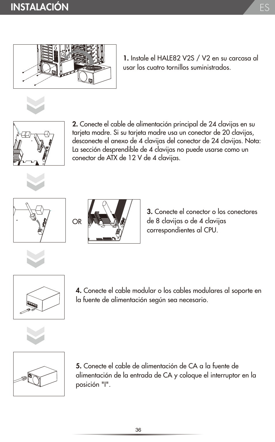 Instalación | NZXT HALE82 v2 550W User Manual | Page 38 / 54