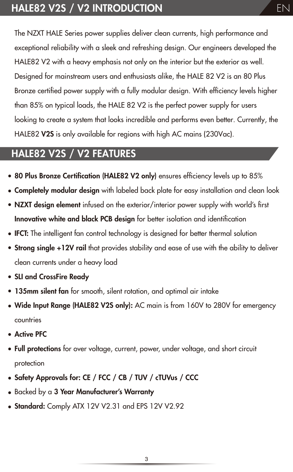 NZXT HALE82 v2 550W User Manual | Page 5 / 54
