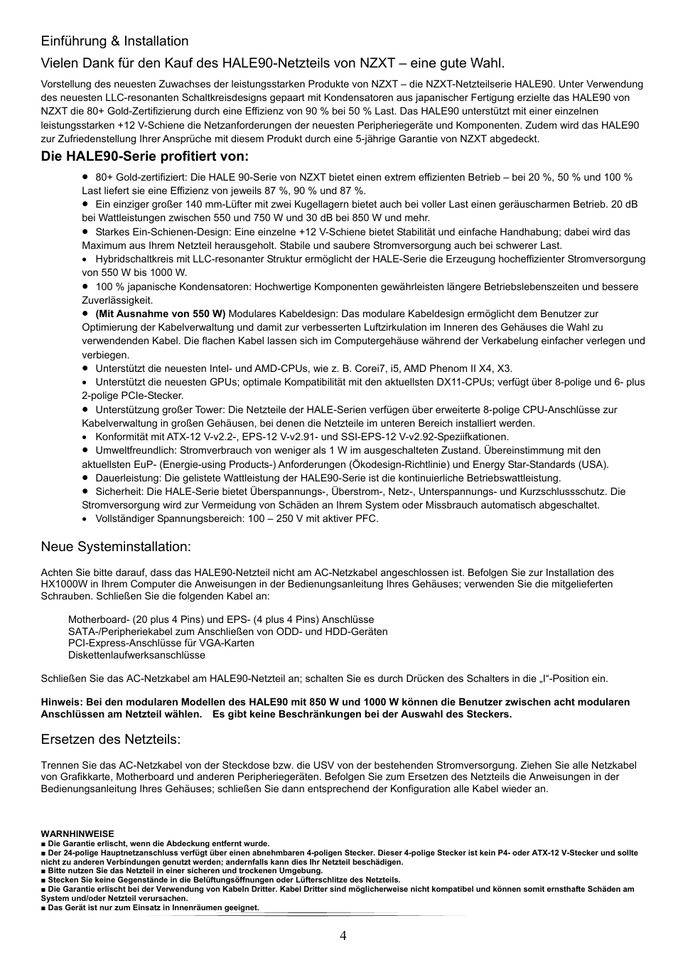 NZXT HALE90 850W User Manual | Page 4 / 22