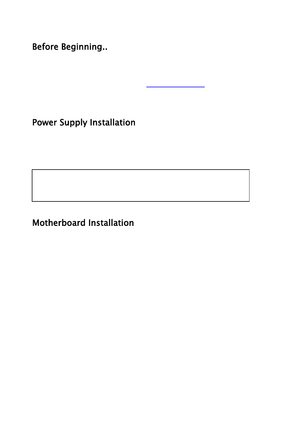 Before beginning, Power supply installation, Motherboard installation | NZXT Apollo User Manual | Page 5 / 11