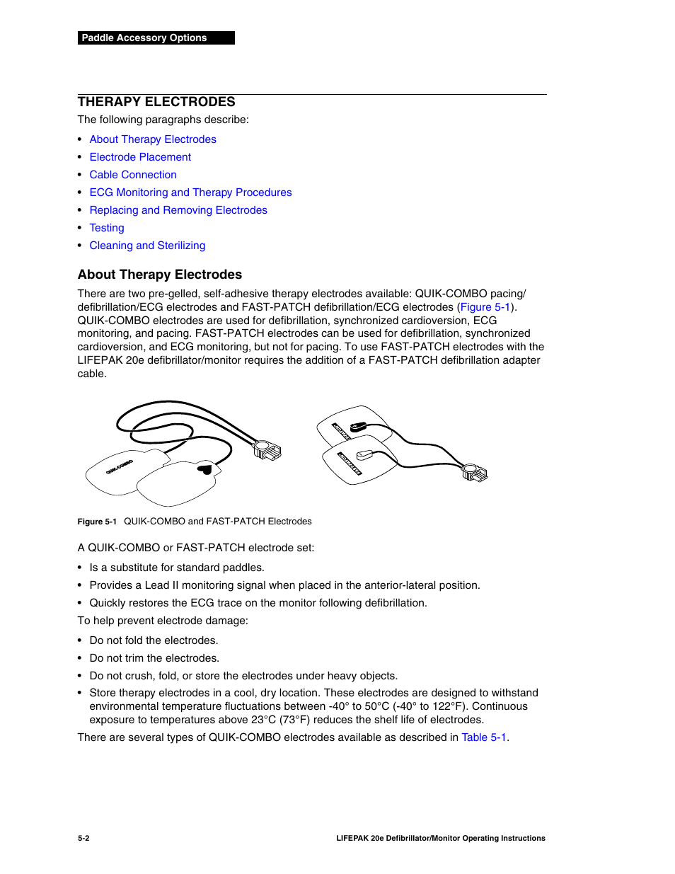 Therapy electrodes, About therapy electrodes, Therapy electrodes -2 | About therapy electrodes -2 | Physio-Control LIFEPAK 20e User Manual | Page 100 / 218