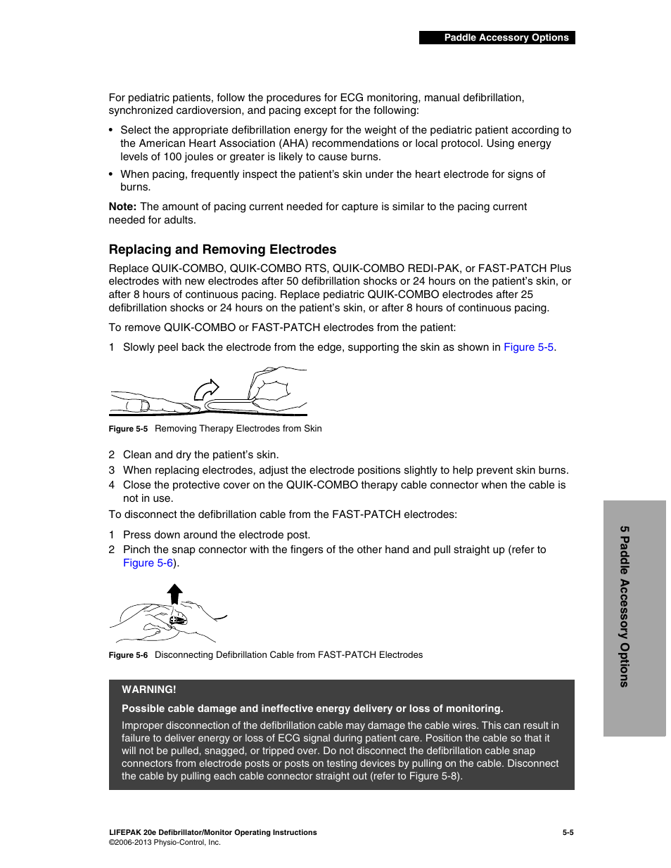 Replacing and removing electrodes, Replacing and removing electrodes -5 | Physio-Control LIFEPAK 20e User Manual | Page 103 / 218