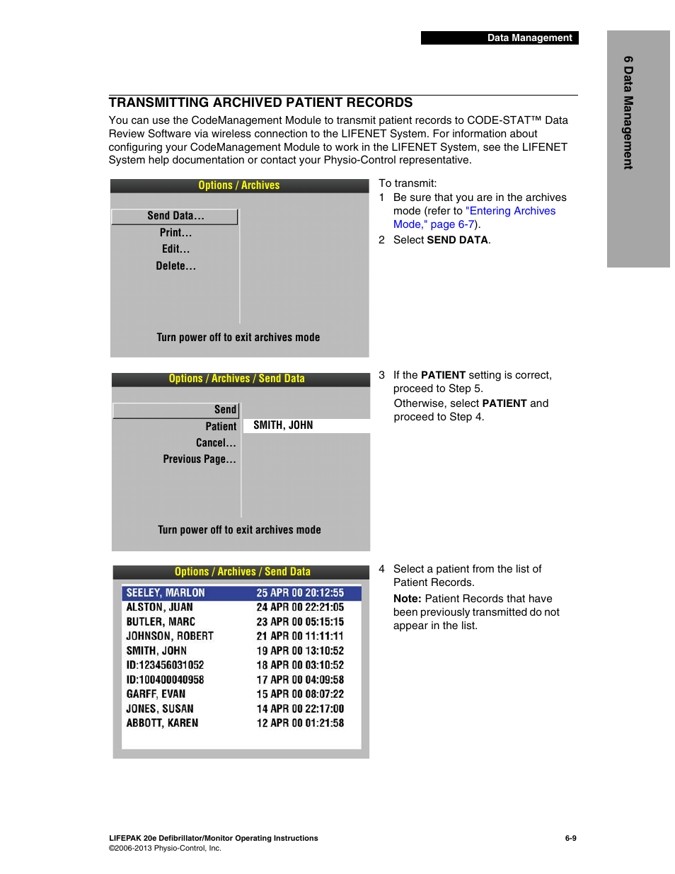 Transmitting archived patient records, Transmitting archived patient records -9 | Physio-Control LIFEPAK 20e User Manual | Page 117 / 218