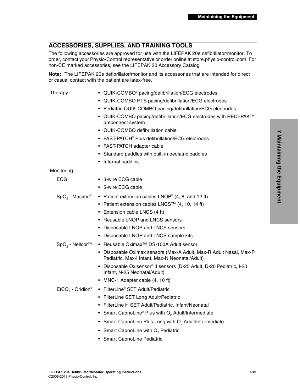 Accessories, supplies, and training tools, Accessories, supplies, and training tools -13 | Physio-Control LIFEPAK 20e User Manual | Page 135 / 218