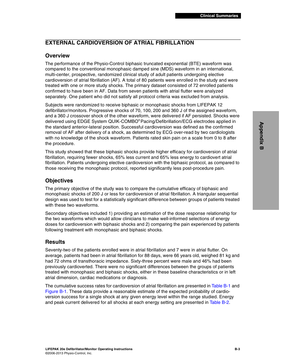 External cardioversion of atrial fibrillation, Overview, Objectives | Results | Physio-Control LIFEPAK 20e User Manual | Page 169 / 218