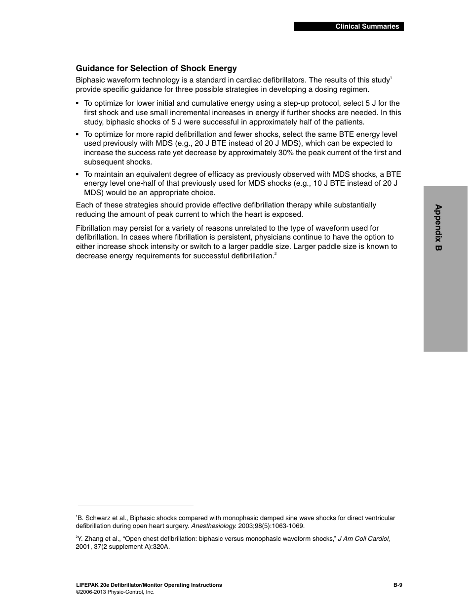 Append ix b, Guidance for selection of shock energy | Physio-Control LIFEPAK 20e User Manual | Page 175 / 218