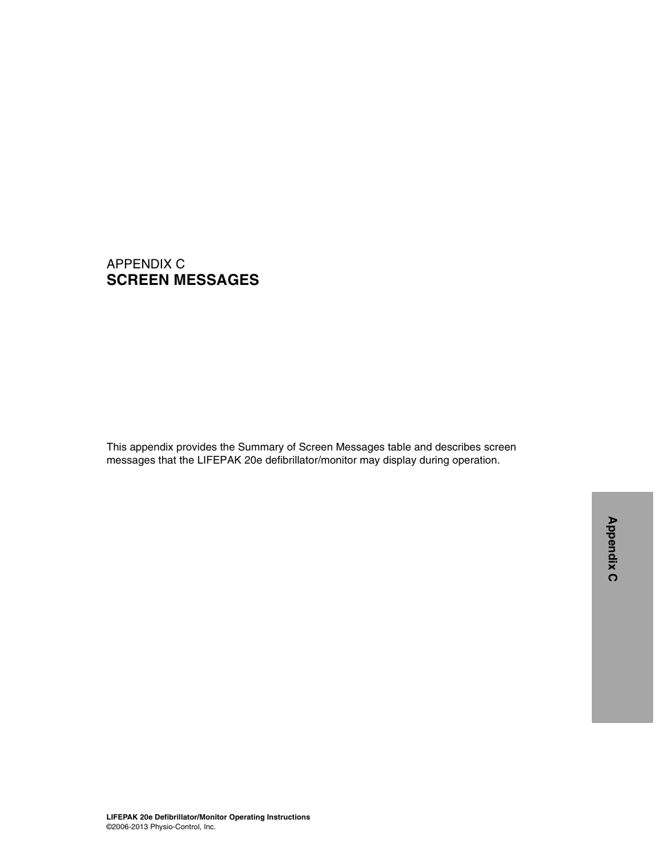 Screen messages, C screen messages | Physio-Control LIFEPAK 20e User Manual | Page 177 / 218