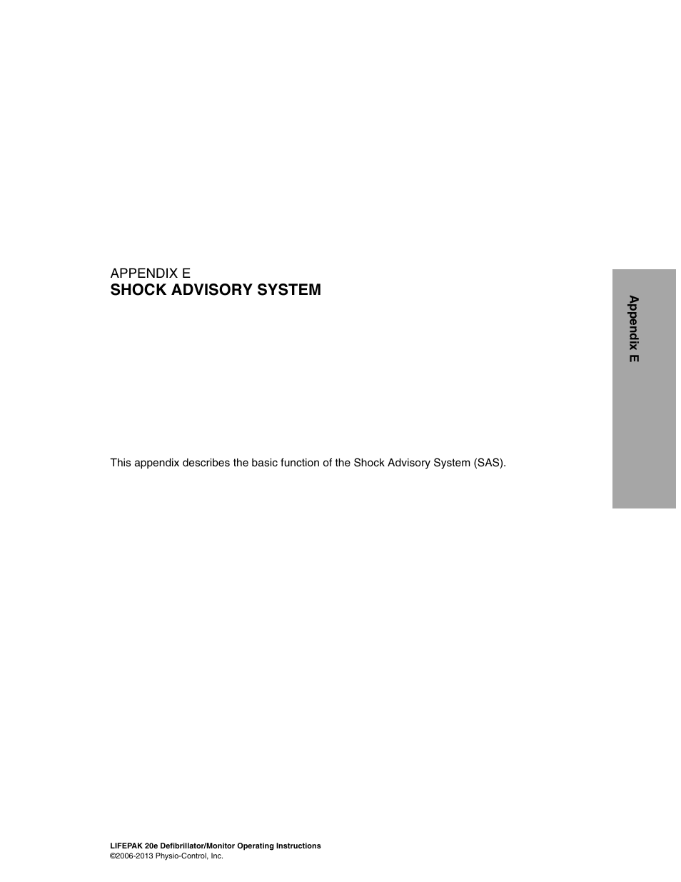 Shock advisory system, E shock advisory system | Physio-Control LIFEPAK 20e User Manual | Page 189 / 218