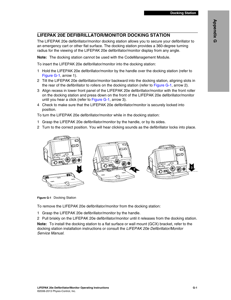 Lifepak 20e defibrillator/monitor docking station | Physio-Control LIFEPAK 20e User Manual | Page 203 / 218