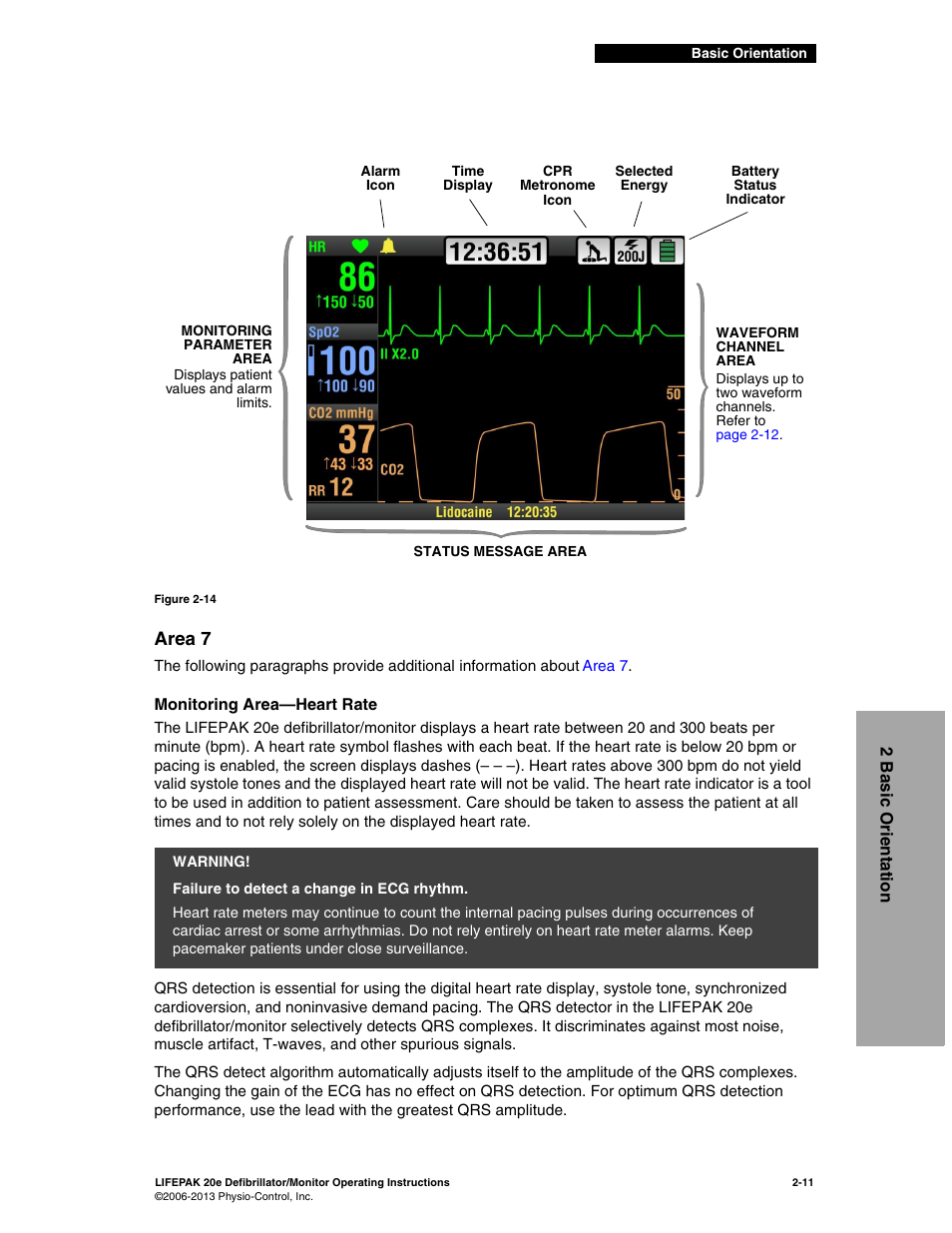 Area 7, Area 7 -11, Figure 2-14 | To find | Physio-Control LIFEPAK 20e User Manual | Page 33 / 218