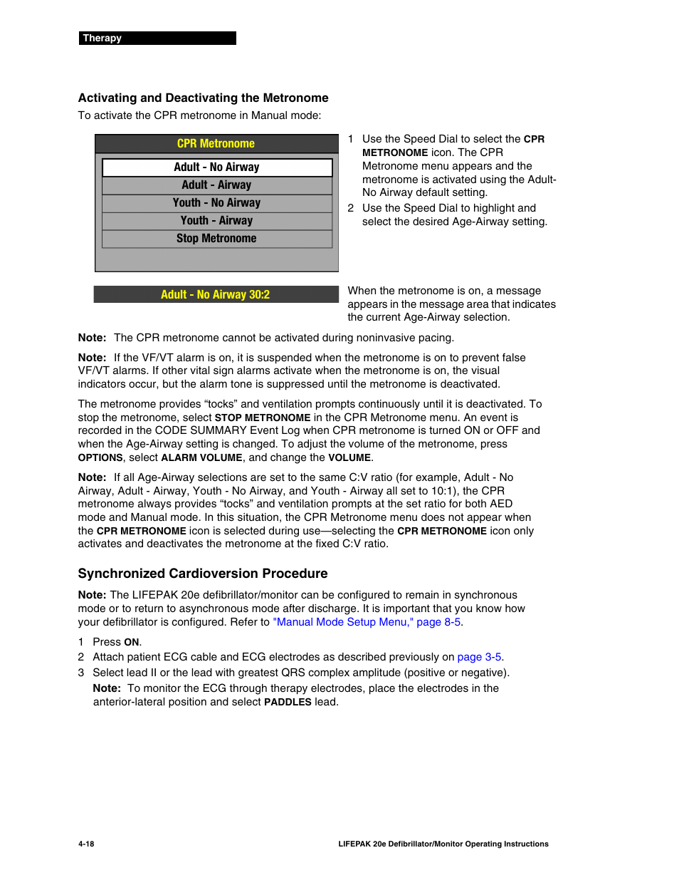 Synchronized cardioversion procedure, Synchronized cardioversion procedure -18 | Physio-Control LIFEPAK 20e User Manual | Page 88 / 218