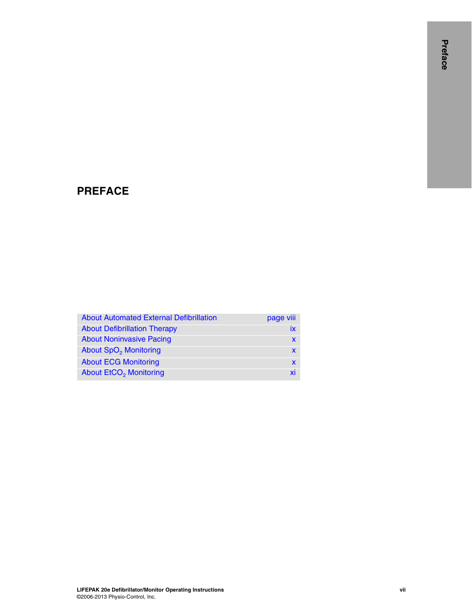 Preface | Physio-Control LIFEPAK 20e User Manual | Page 9 / 218