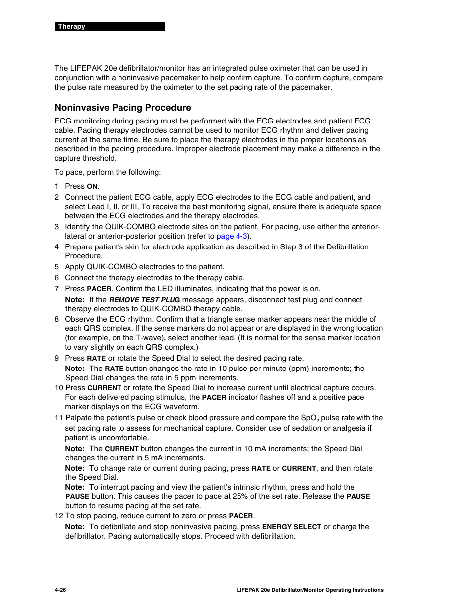 Noninvasive pacing procedure, Noninvasive pacing procedure -26 | Physio-Control LIFEPAK 20e User Manual | Page 96 / 218