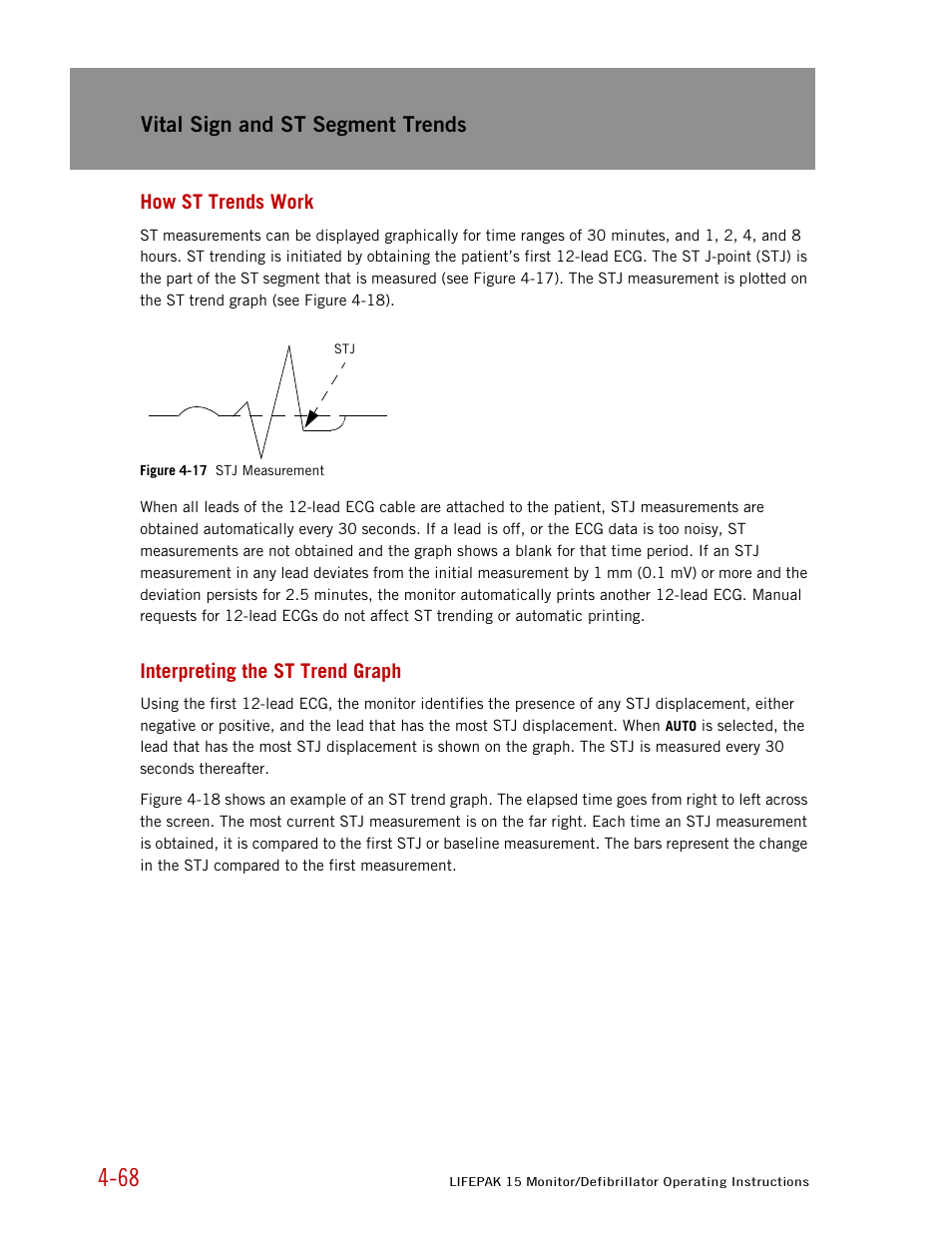 How st trends work, Interpreting the st trend graph, Vital sign and st segment trends | Physio-Control LIFEPAK 15 User Manual | Page 112 / 290