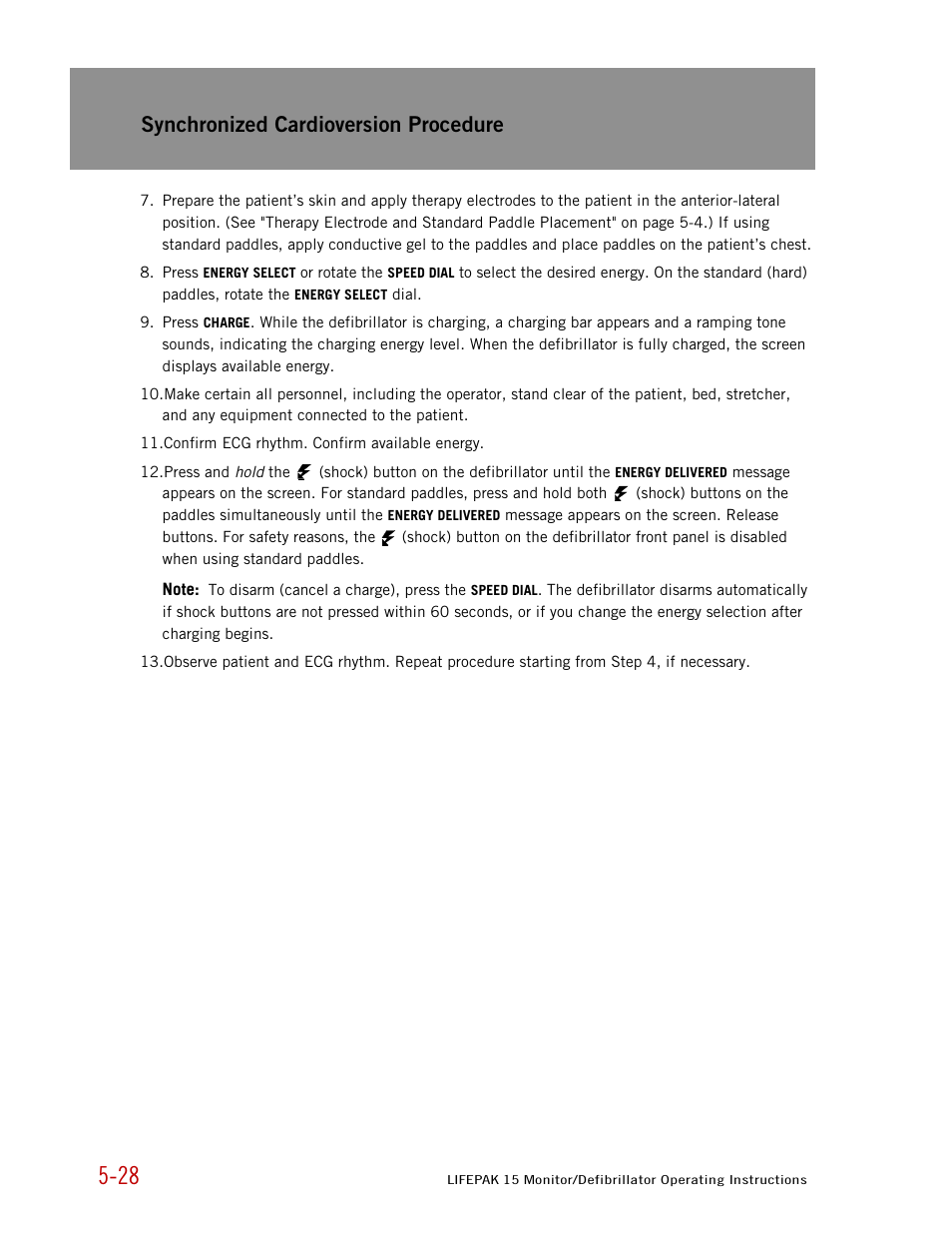 Synchronized cardioversion procedure | Physio-Control LIFEPAK 15 User Manual | Page 142 / 290