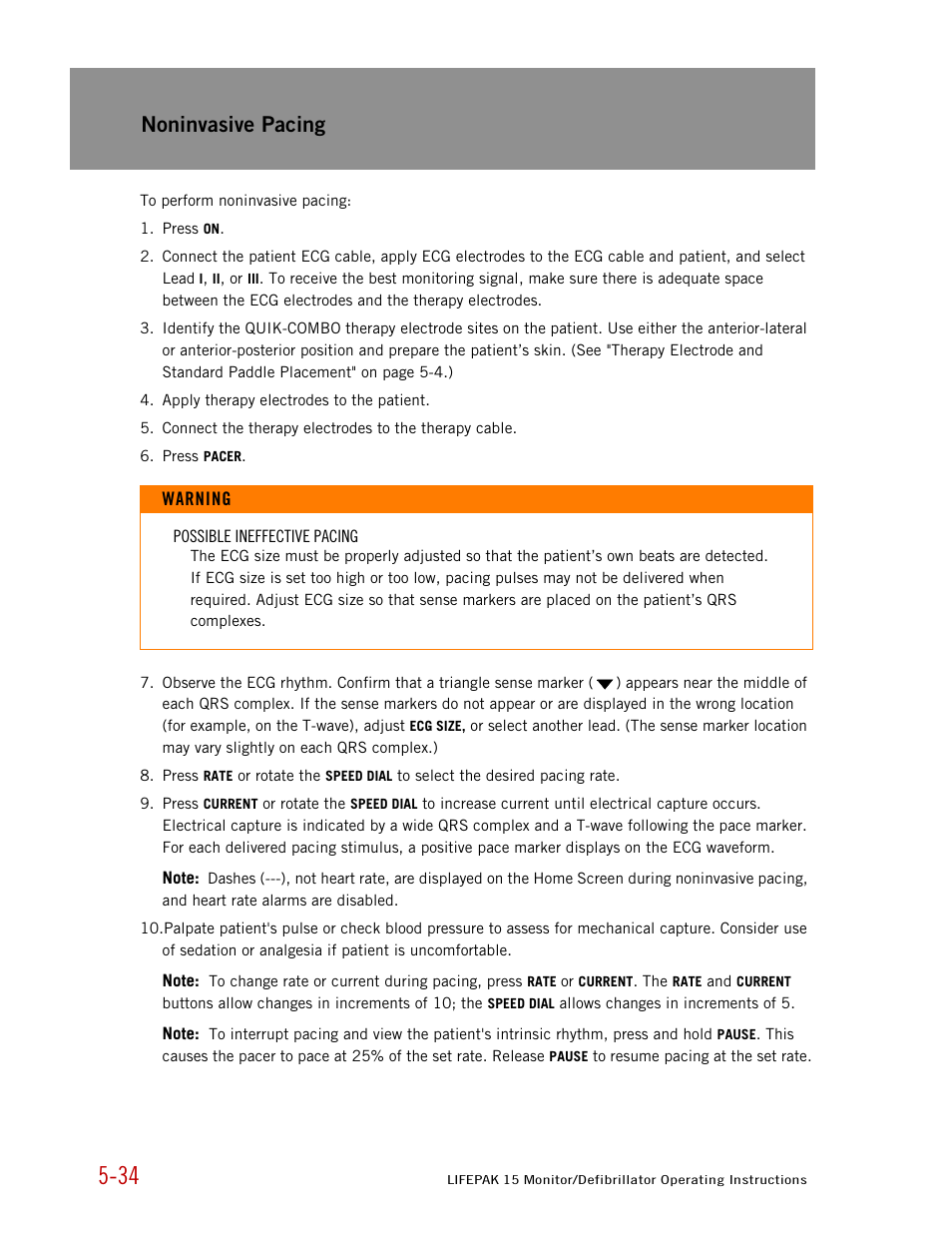 Noninvasive pacing | Physio-Control LIFEPAK 15 User Manual | Page 148 / 290