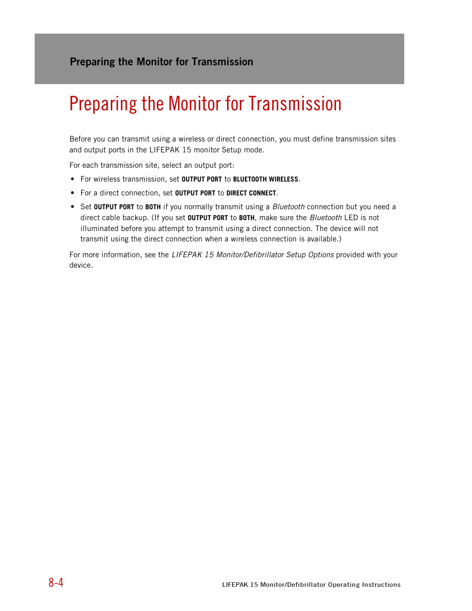 Preparing the monitor for transmission | Physio-Control LIFEPAK 15 User Manual | Page 182 / 290